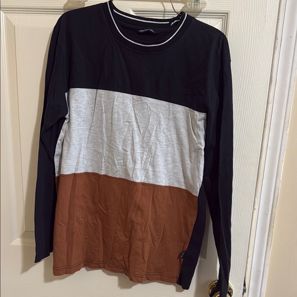 Black, Gray, and Brown Long Sleeve Shirt